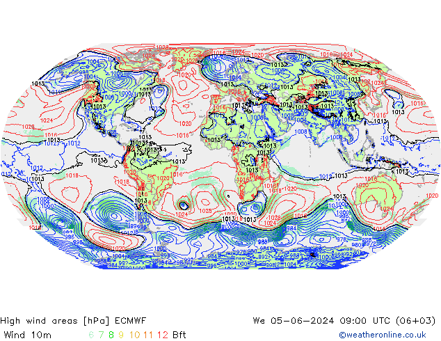 High wind areas ECMWF  05.06.2024 09 UTC