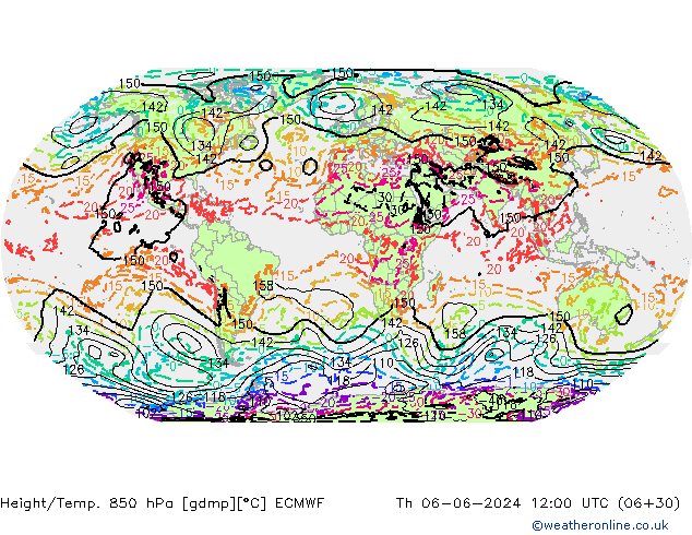 Z500/Yağmur (+YB)/Z850 ECMWF Per 06.06.2024 12 UTC