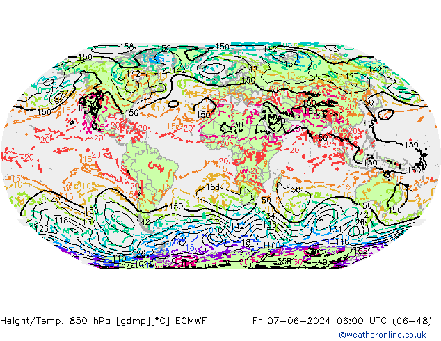 Z500/Rain (+SLP)/Z850 ECMWF ven 07.06.2024 06 UTC