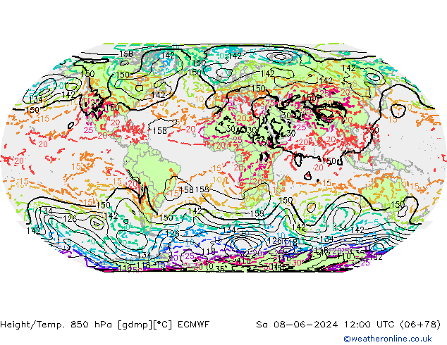 Height/Temp. 850 hPa ECMWF  08.06.2024 12 UTC