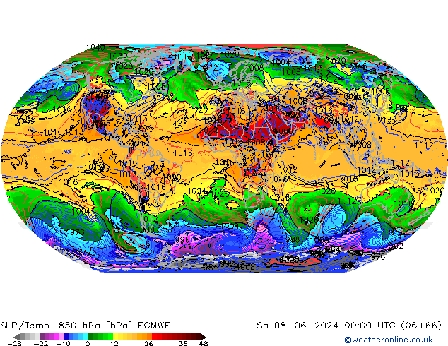 SLP/Temp. 850 hPa ECMWF sab 08.06.2024 00 UTC