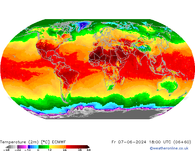 température (2m) ECMWF ven 07.06.2024 18 UTC