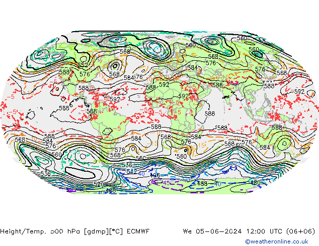 Height/Temp. 500 hPa ECMWF We 05.06.2024 12 UTC