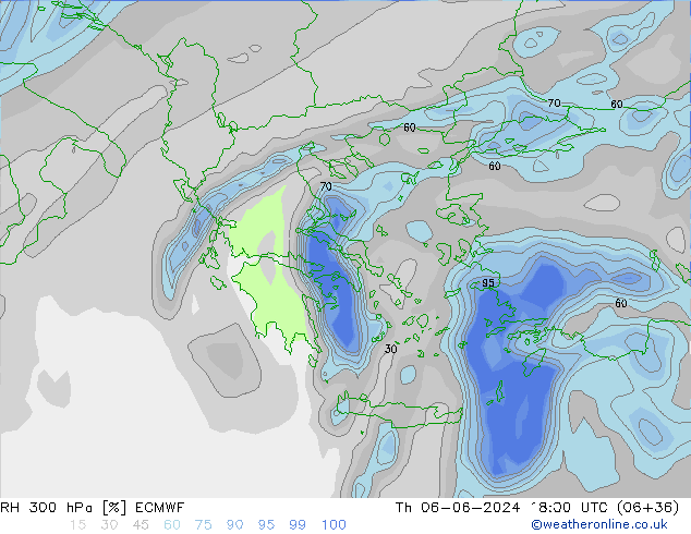 RH 300 hPa ECMWF  06.06.2024 18 UTC