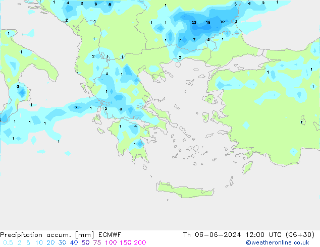 Precipitation accum. ECMWF  06.06.2024 12 UTC