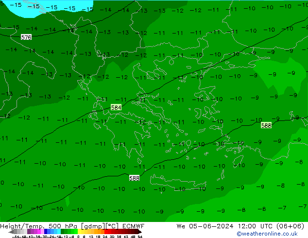 Z500/Rain (+SLP)/Z850 ECMWF Qua 05.06.2024 12 UTC