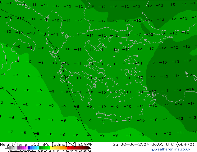 Z500/Yağmur (+YB)/Z850 ECMWF Cts 08.06.2024 06 UTC