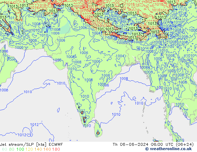 Jet stream/SLP ECMWF Th 06.06.2024 06 UTC