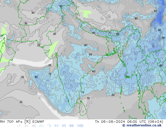 700 hPa Nispi Nem ECMWF Per 06.06.2024 06 UTC