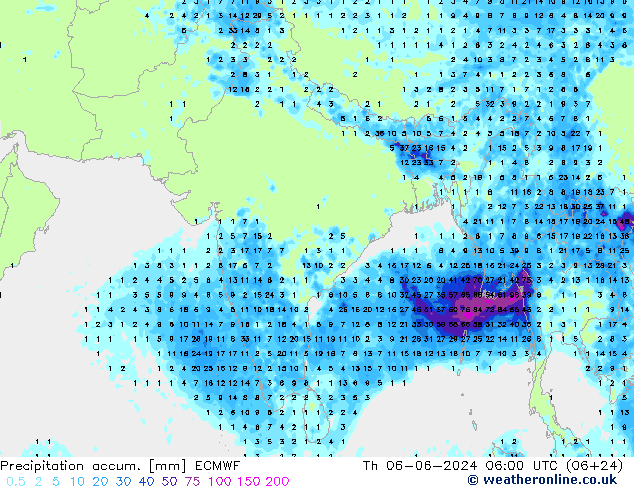 Precipitación acum. ECMWF jue 06.06.2024 06 UTC