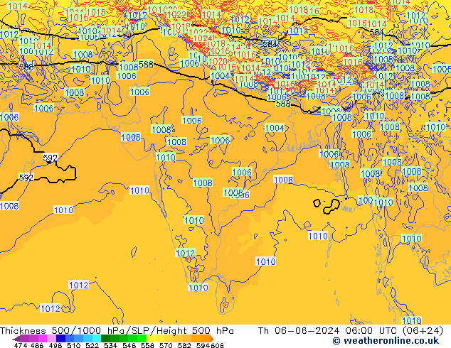 Thck 500-1000гПа ECMWF чт 06.06.2024 06 UTC