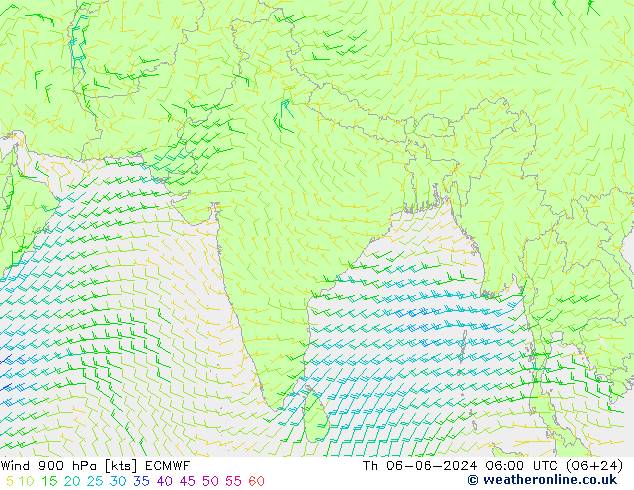 Vent 900 hPa ECMWF jeu 06.06.2024 06 UTC