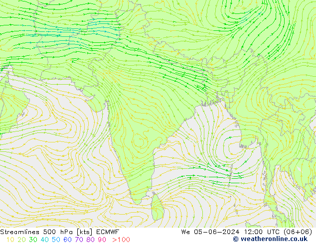 Ligne de courant 500 hPa ECMWF mer 05.06.2024 12 UTC