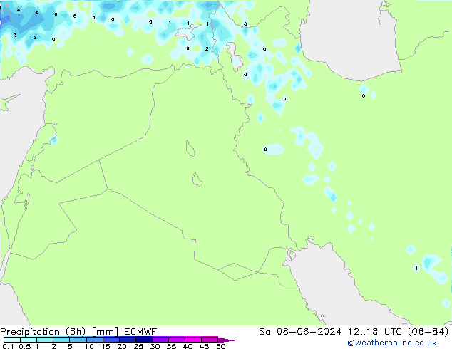 Precipitación (6h) ECMWF sáb 08.06.2024 18 UTC