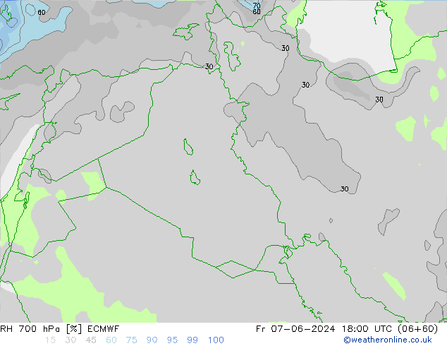 RH 700 hPa ECMWF ven 07.06.2024 18 UTC