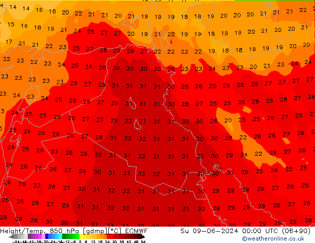 Z500/Rain (+SLP)/Z850 ECMWF dom 09.06.2024 00 UTC