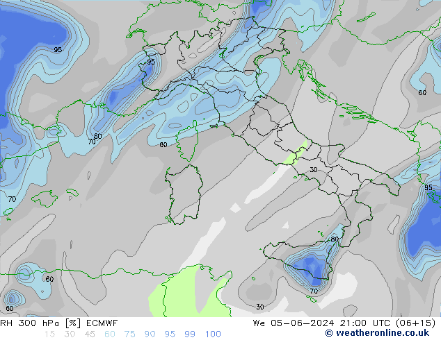 300 hPa Nispi Nem ECMWF Çar 05.06.2024 21 UTC