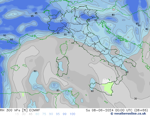 RH 300 hPa ECMWF  08.06.2024 00 UTC