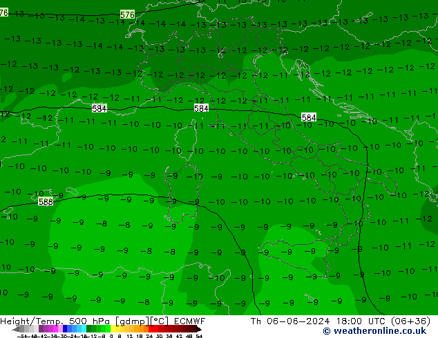 Z500/Rain (+SLP)/Z850 ECMWF jeu 06.06.2024 18 UTC