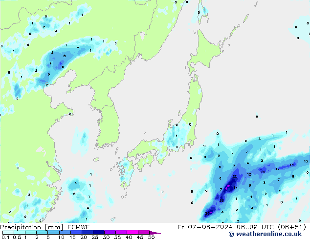 Precipitation ECMWF Fr 07.06.2024 09 UTC