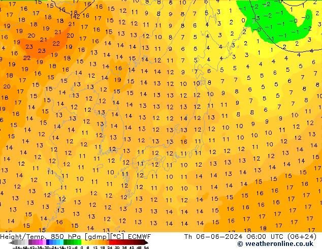 Z500/Rain (+SLP)/Z850 ECMWF Th 06.06.2024 06 UTC