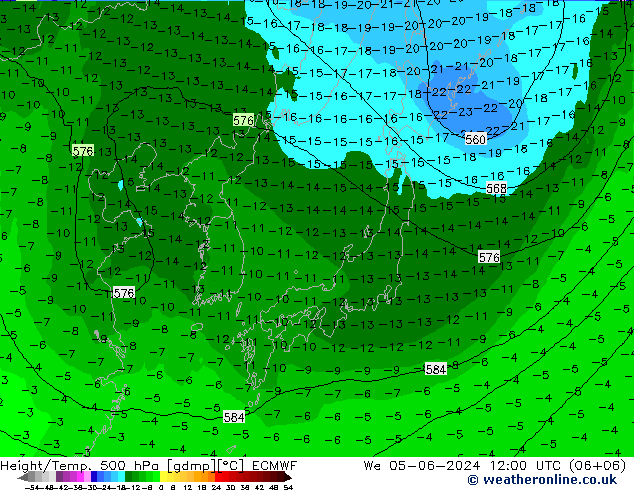 Z500/Rain (+SLP)/Z850 ECMWF ср 05.06.2024 12 UTC