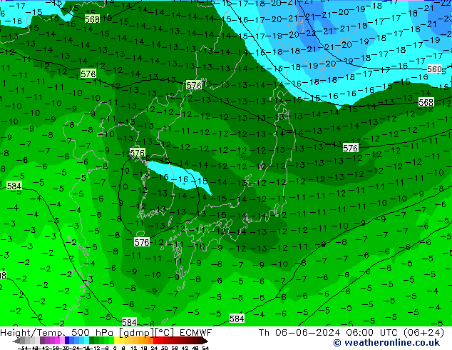 Z500/Rain (+SLP)/Z850 ECMWF Th 06.06.2024 06 UTC