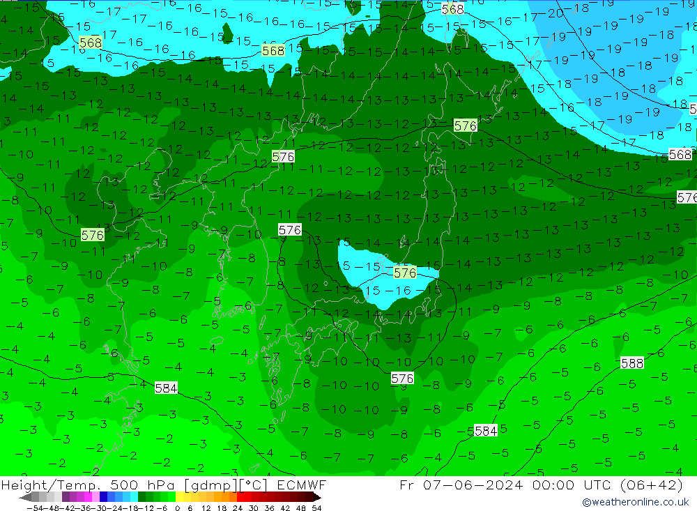 Z500/Rain (+SLP)/Z850 ECMWF Fr 07.06.2024 00 UTC