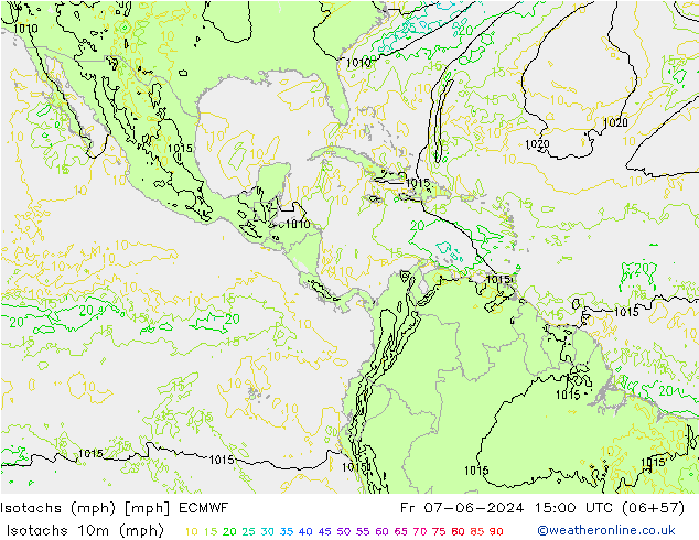 Isotachs (mph) ECMWF Fr 07.06.2024 15 UTC