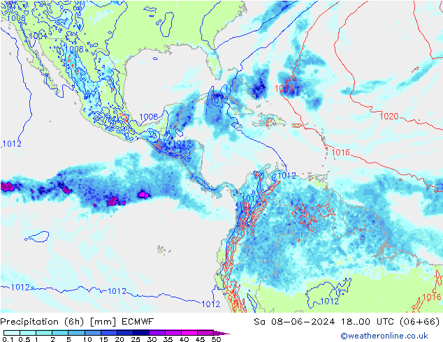 Z500/Rain (+SLP)/Z850 ECMWF Sáb 08.06.2024 00 UTC