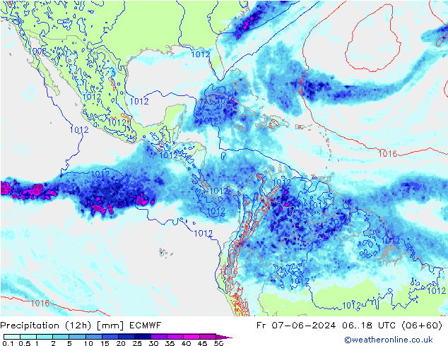 Precipitazione (12h) ECMWF ven 07.06.2024 18 UTC
