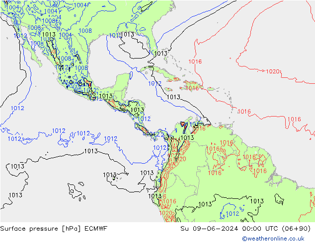 Yer basıncı ECMWF Paz 09.06.2024 00 UTC