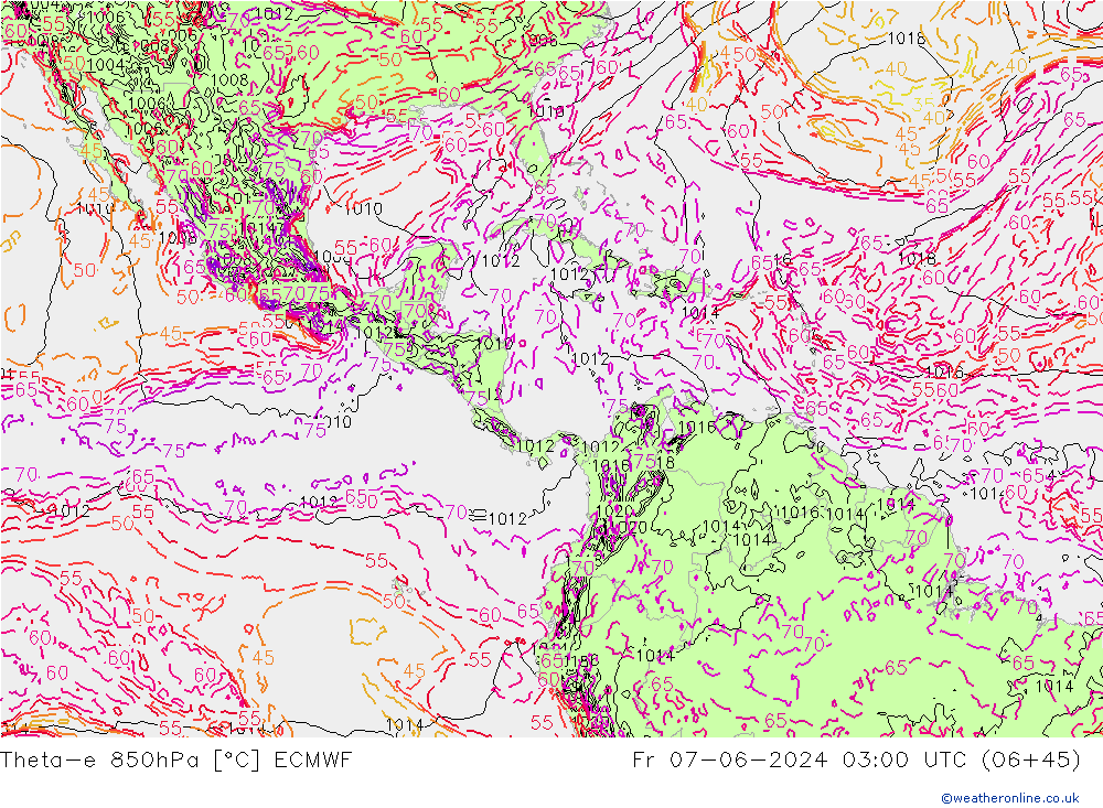 Theta-e 850hPa ECMWF Fr 07.06.2024 03 UTC