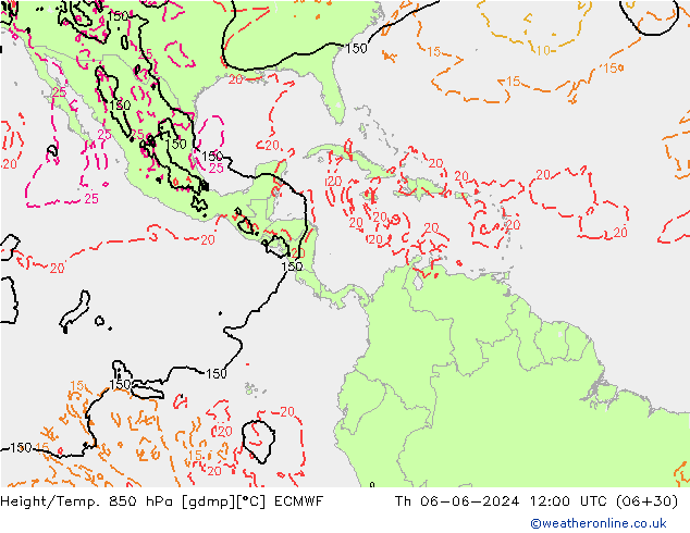 Z500/Rain (+SLP)/Z850 ECMWF gio 06.06.2024 12 UTC