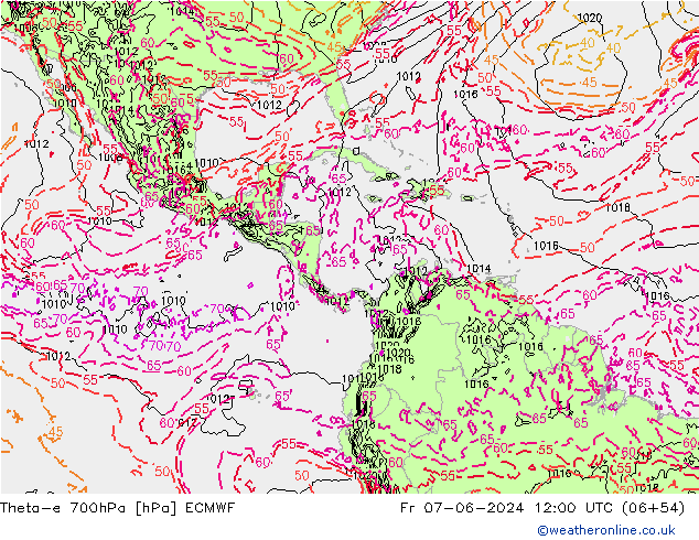 Theta-e 700hPa ECMWF Pá 07.06.2024 12 UTC