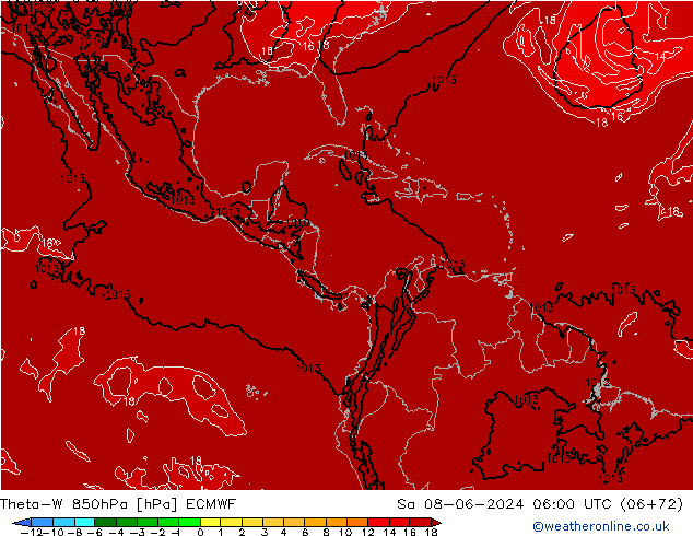 Theta-W 850hPa ECMWF sab 08.06.2024 06 UTC