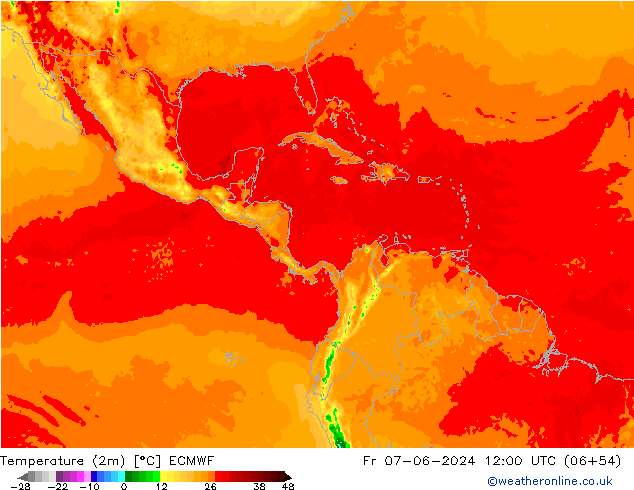 Temperature (2m) ECMWF Fr 07.06.2024 12 UTC