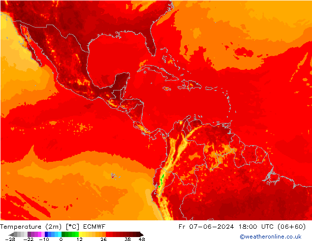 карта температуры ECMWF пт 07.06.2024 18 UTC