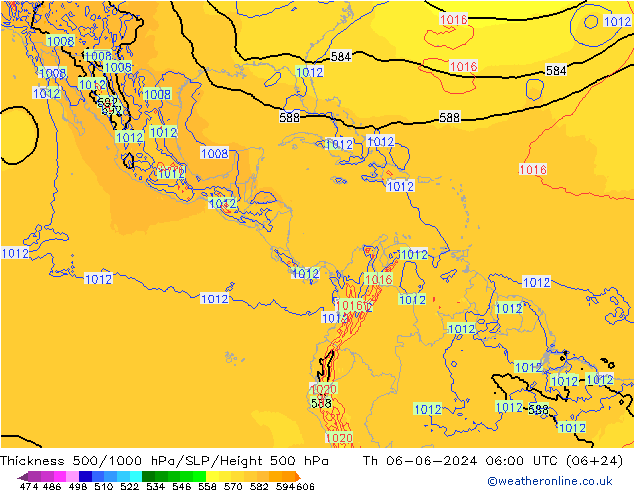 Thck 500-1000hPa ECMWF czw. 06.06.2024 06 UTC