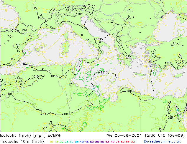 Isotachs (mph) ECMWF St 05.06.2024 15 UTC