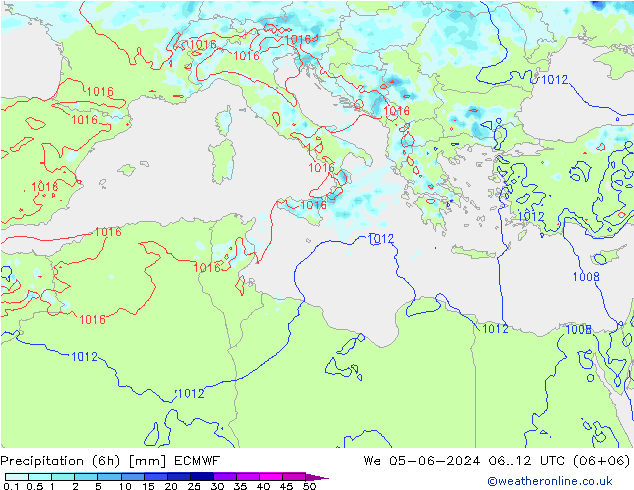 Z500/Rain (+SLP)/Z850 ECMWF Mi 05.06.2024 12 UTC