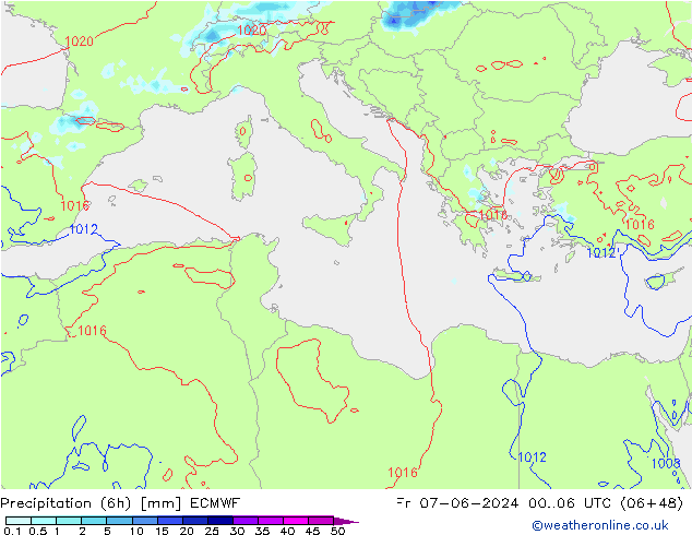 Z500/Rain (+SLP)/Z850 ECMWF Fr 07.06.2024 06 UTC