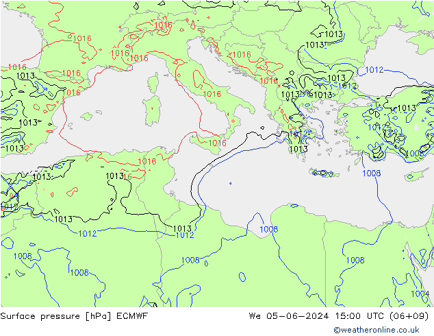 Surface pressure ECMWF We 05.06.2024 15 UTC