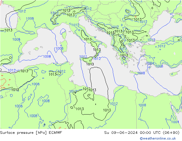 ciśnienie ECMWF nie. 09.06.2024 00 UTC