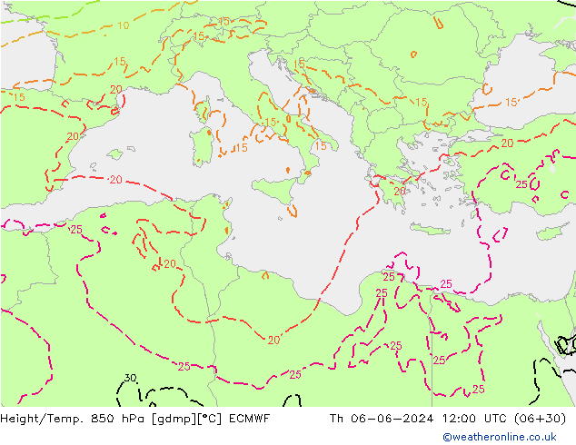 Z500/Rain (+SLP)/Z850 ECMWF Qui 06.06.2024 12 UTC