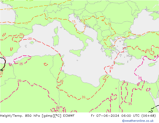 Z500/Rain (+SLP)/Z850 ECMWF Fr 07.06.2024 06 UTC