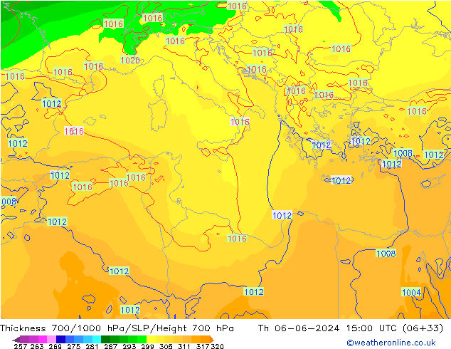 Dikte700-1000 hPa ECMWF do 06.06.2024 15 UTC