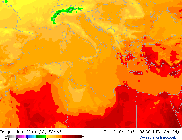 Temperaturkarte (2m) ECMWF Do 06.06.2024 06 UTC