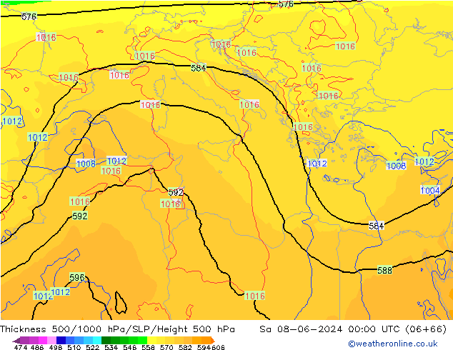 Thck 500-1000hPa ECMWF Sáb 08.06.2024 00 UTC