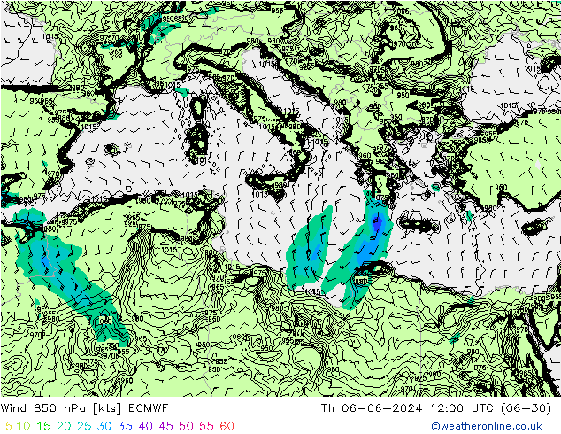 Vent 850 hPa ECMWF jeu 06.06.2024 12 UTC